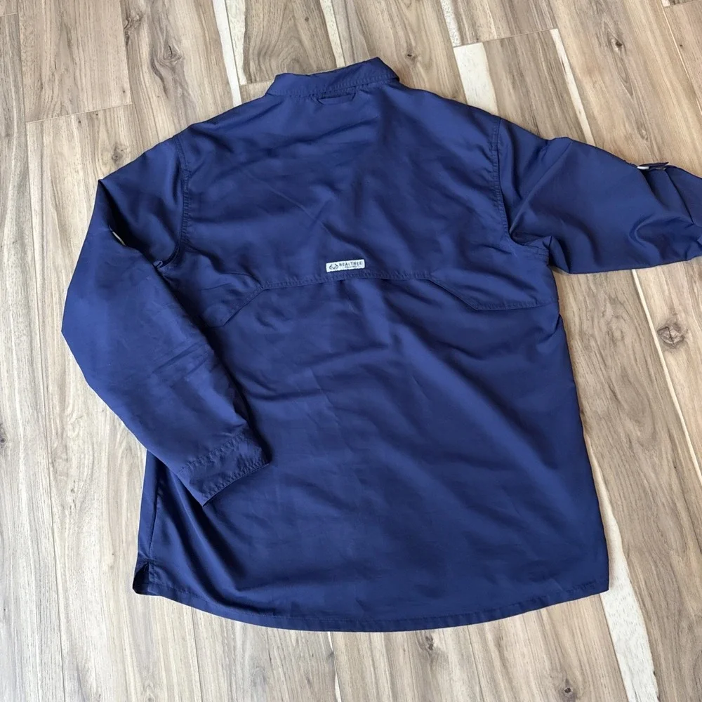 RealTree Fishing Windbreaker Zip Jacket Size L Patriot Blue Fly Fishing‎ Blue